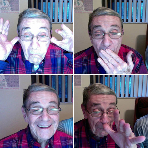 Someone discovered their grandpa had a Facebook account and found some amusing selfies on it.