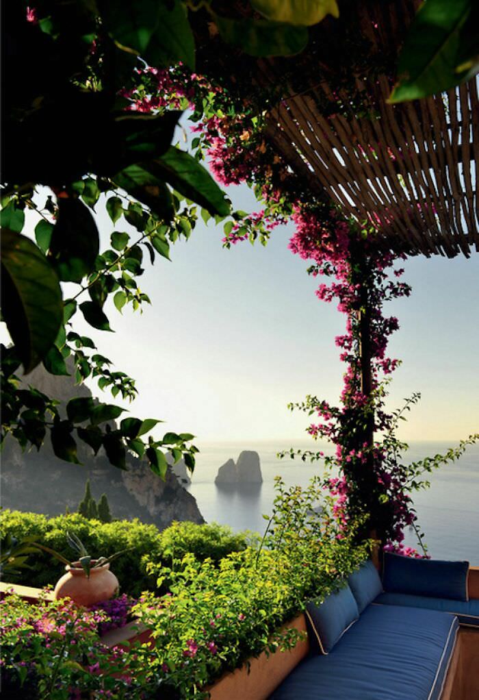 A living room with a view in Capri, Italy