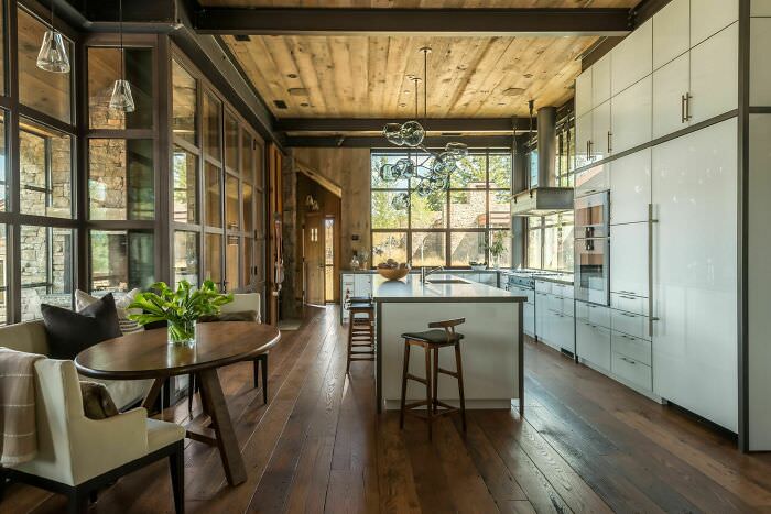 A modern meets rustic living space in Jackson, Wyoming.