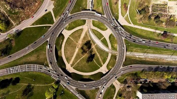 People made a desire pentagram inside a big roundabout