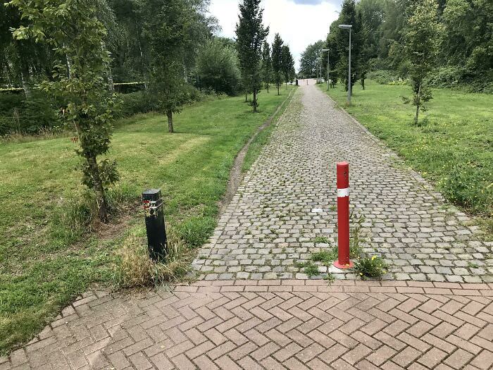 Dutch anti-cobblestone bicycle desire path
