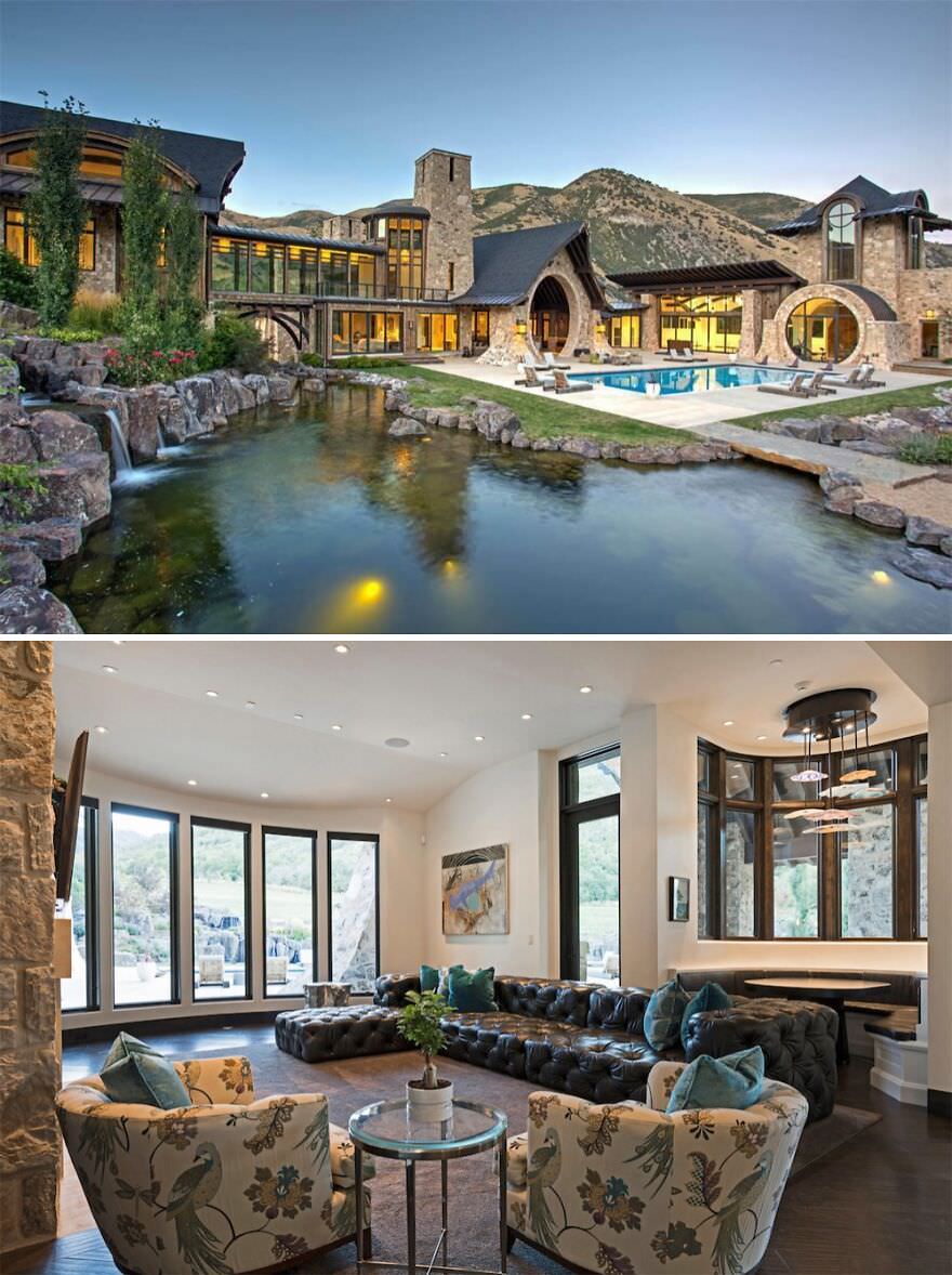A stream passes through this LOTR-inspired mansion in Utah. On the market for $14.9 million.