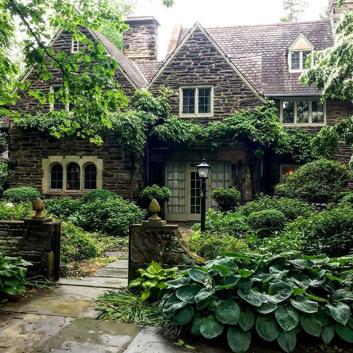 One of my favorite Chestnut Hill houses surrounded by verdant splendor, after much-needed rain