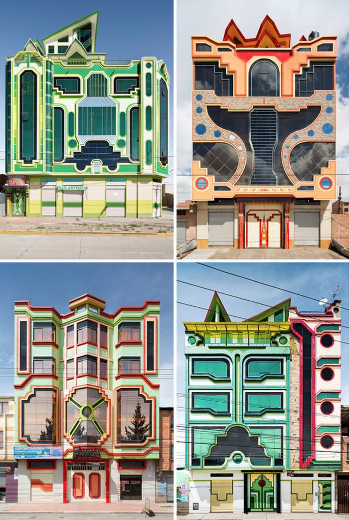 Buildings by Freddy Mamani in El Alto, Bolivia.