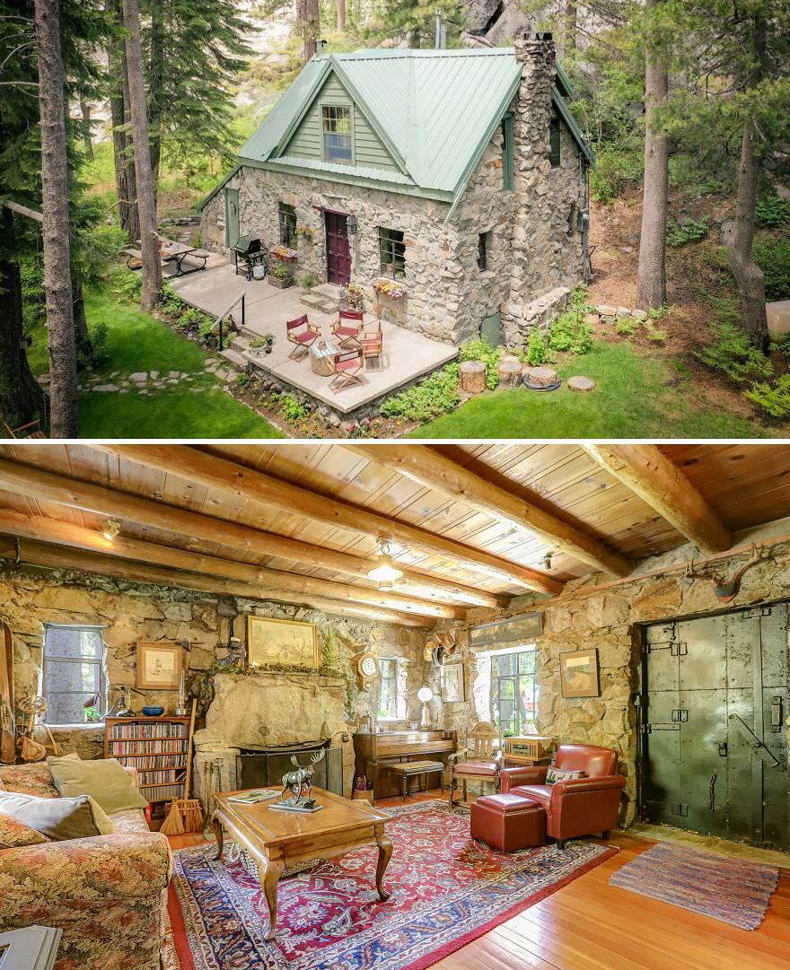 Stone cabin.