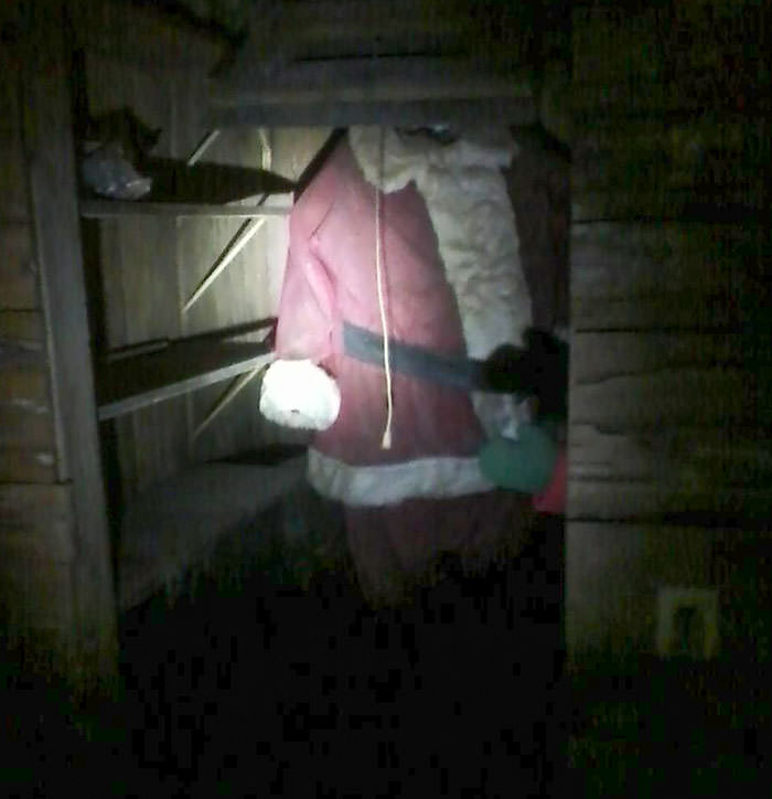 Family bought a house to flip a few years ago. There was a 7-foot-tall headless santa in the basement along with cat skeletons