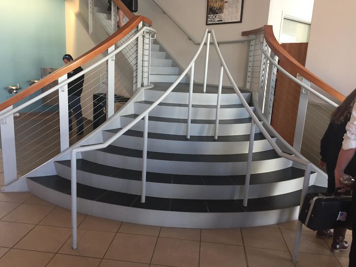 People were confused by these stairs in a college visited.