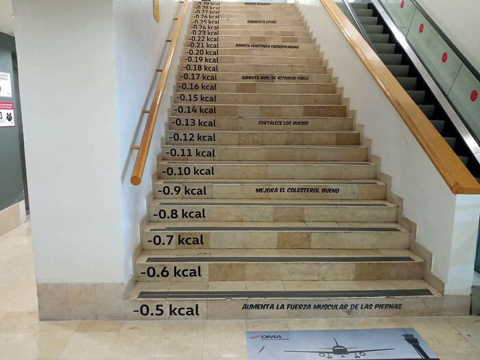 Just when reaching 1 kcal, stairs appear.