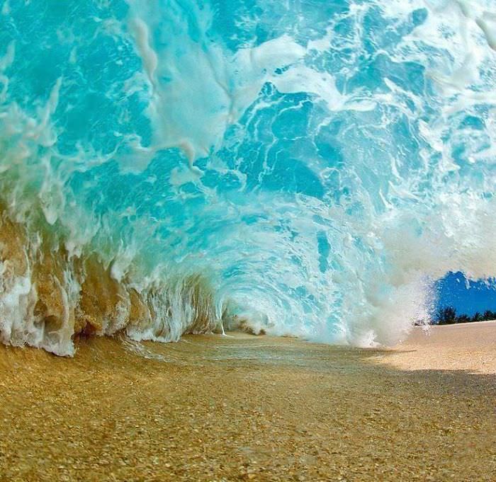 Being under a wave.