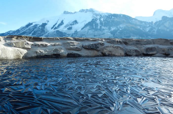 Frozen pond in Switzerland.