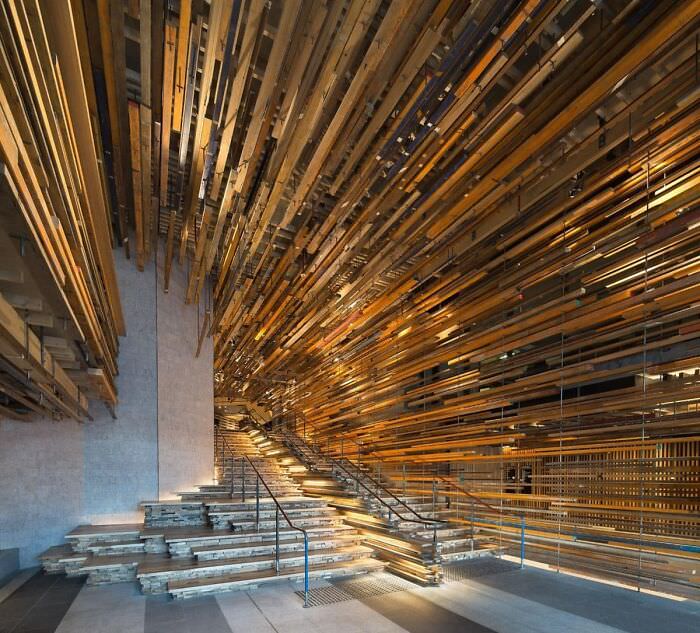 The "Grand Stair" at the Ovolo Nishi Hotel in Canberra, Australia, is not clean.
