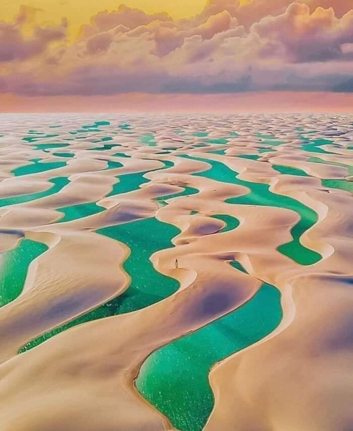 Emerald sand dunes in Brazil.