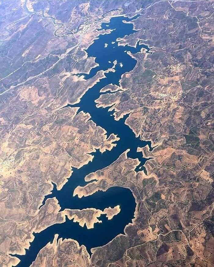 The Blue Dragon River in Portugal, seen from the International Space Station.