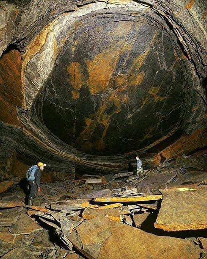 Dragon Eye, a metamorphic rock formation found in a stone mine in Lancashire, England.