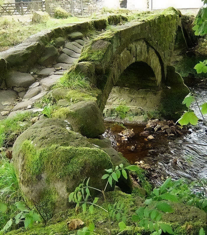 An 800-year-old pack horse bridge in Lancashire, England.
