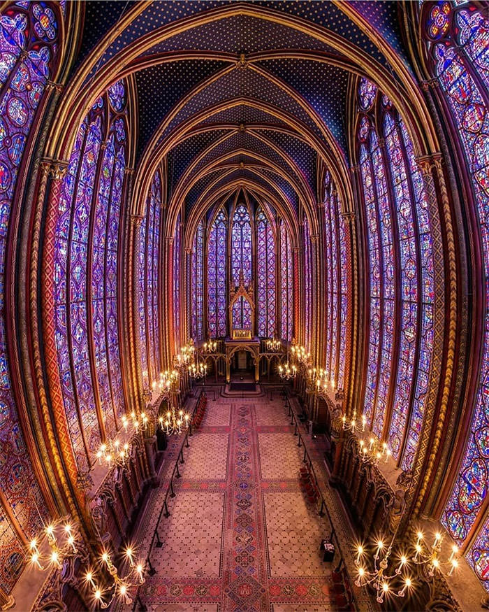 Sainte-Chapelle, a Gothic-style royal chapel located in the medieval Palais de la Cité on the Seine River in Paris, France. It was the residence of the kings of France until the 14th century.