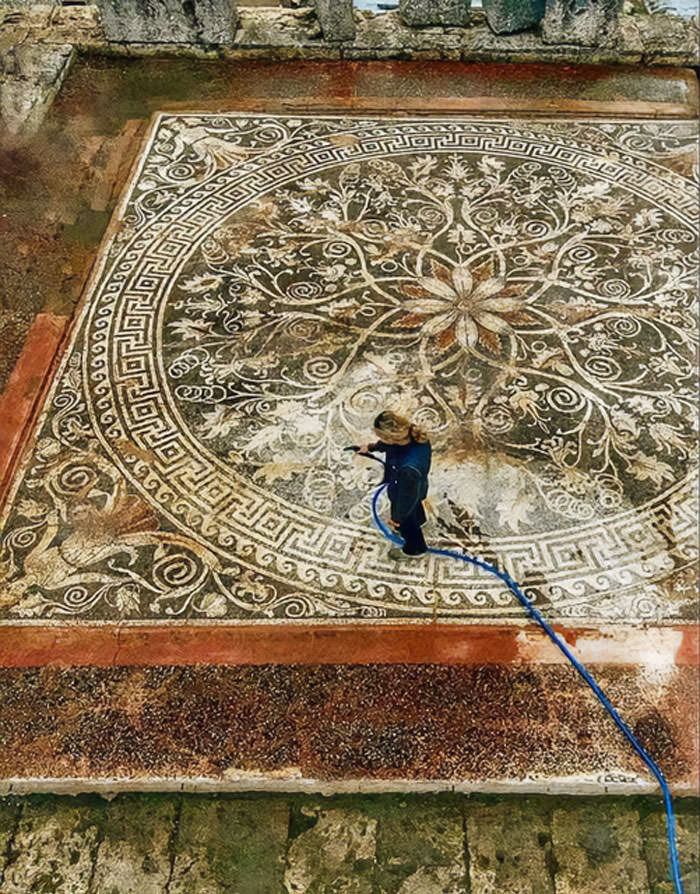 One of the biggest pre-Roman mosaics ever found, meant to show the power of the Kingdom of Macedonia.