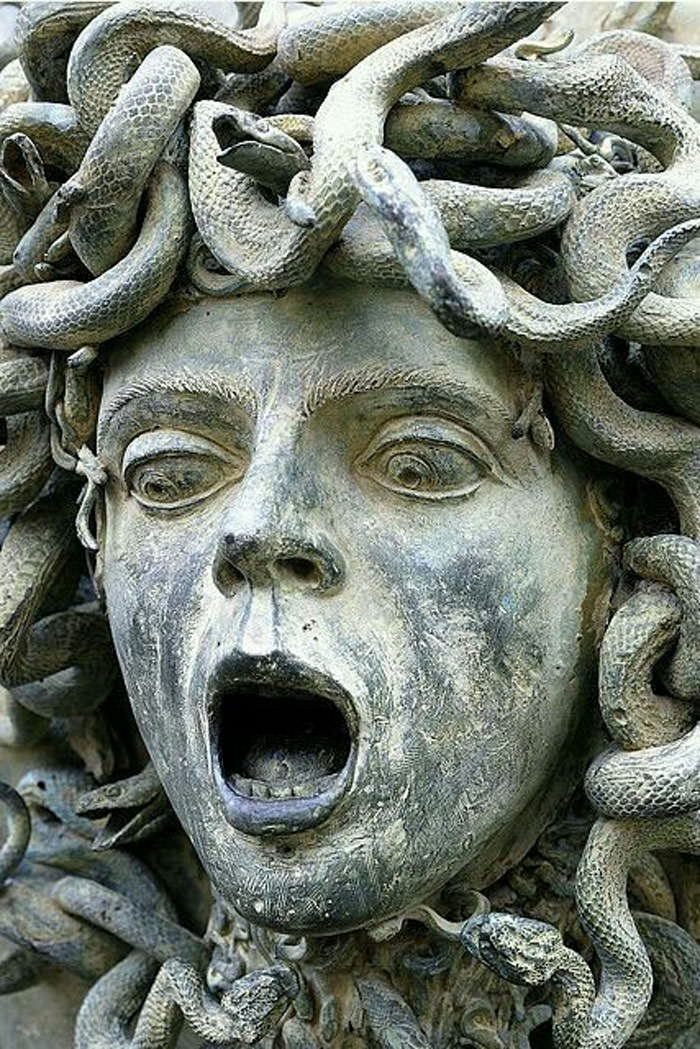 Medusa sculpture (c. 2nd century AD) at Hadrian's Villa in Tivoli, Italy.