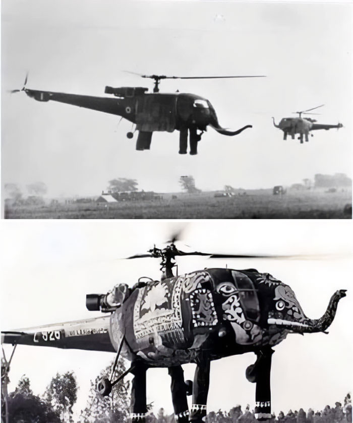 The Indian Air Force used elephant helicopters for ceremonial flights during the 1970s.