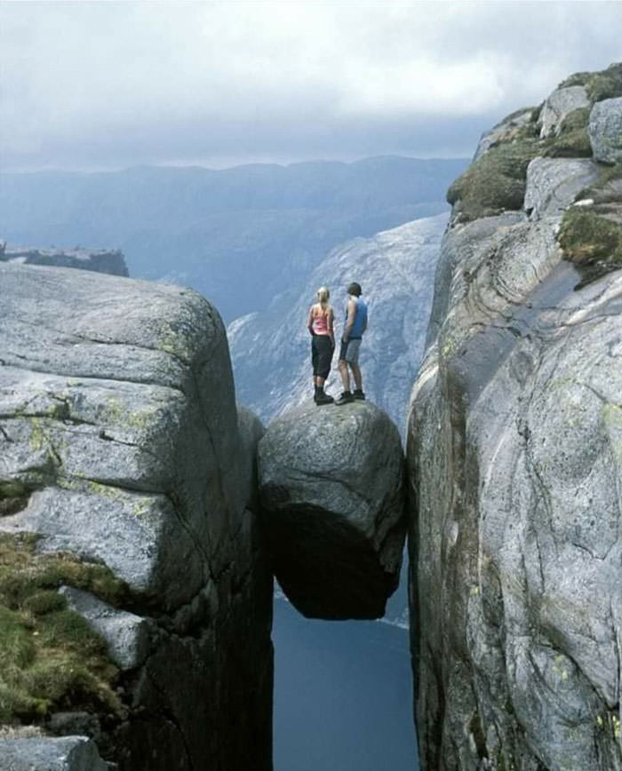 Kjeragbolten, Norway - the stone bridge.