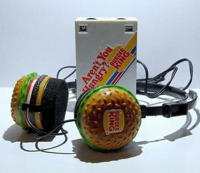 Burger king am radio with burger headphones. These were produced exclusively for radio shack in 1983
