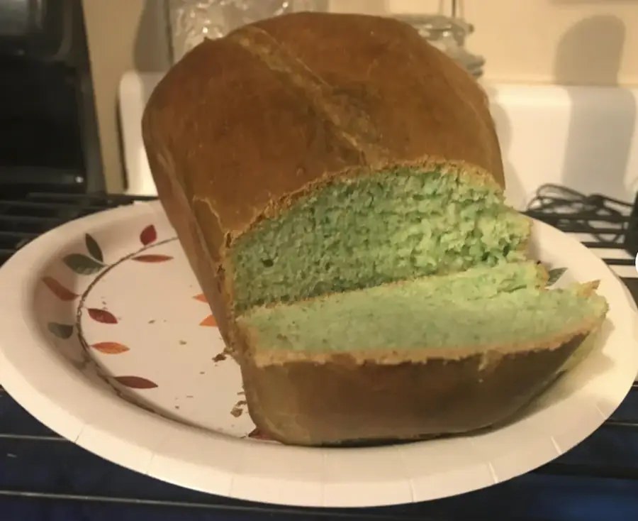 This loaf of bread that was literally made with mountain dew baja blast: