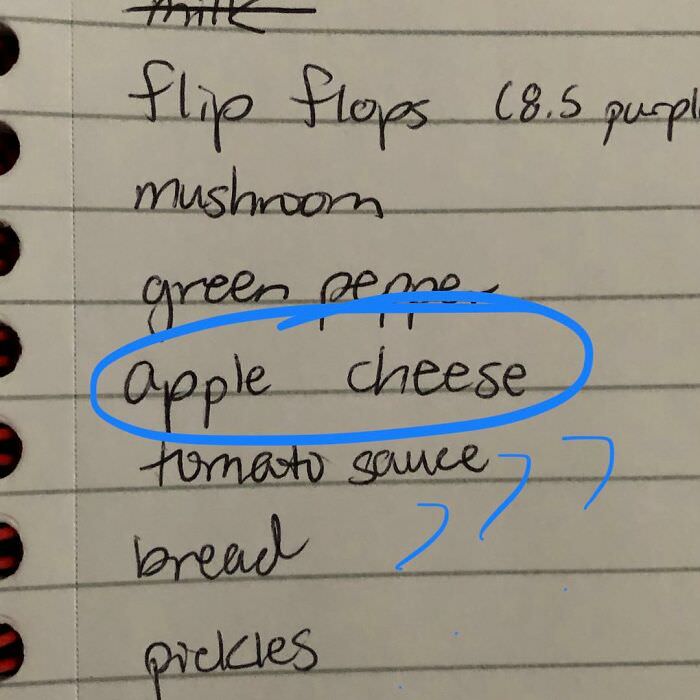 WTF do I mean by "apple cheese"?!?! Someone interpret my shopping list, please!!!