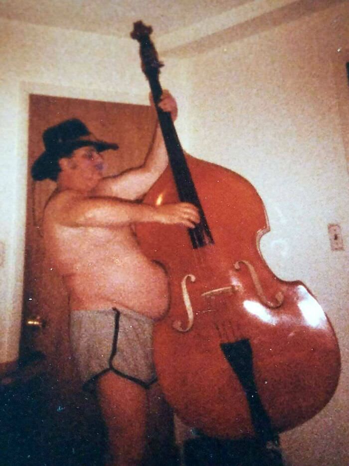 Grandpa playing a standup bass