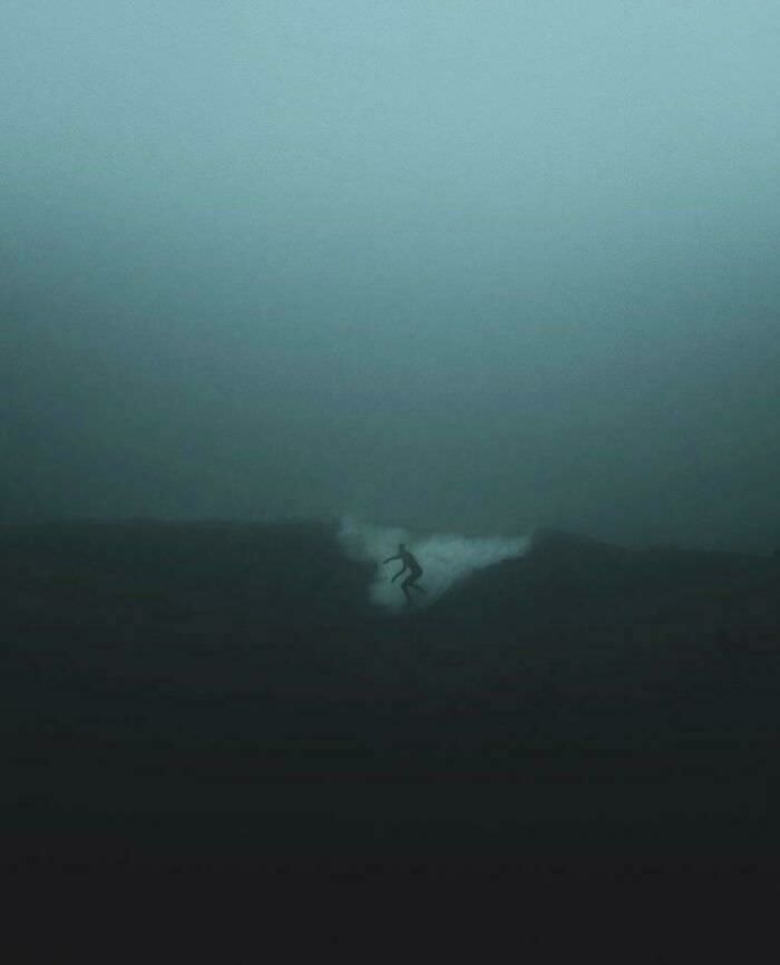 Surfing in thick fog