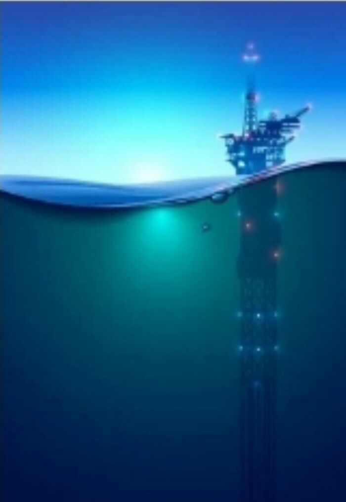 An underwater oil rig