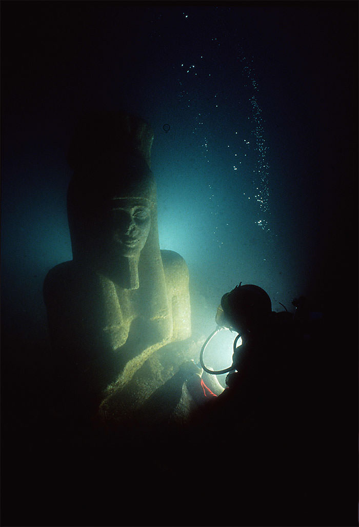 Ancient relics rediscovered after 2300 years underwater off the coast of Thonis-Heraclion in Egypt