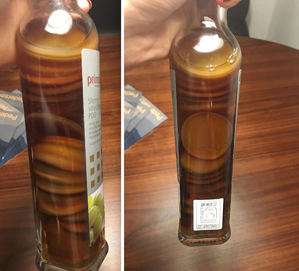 This white wine vinegar gone bad looks like small american pancakes floating in syrup