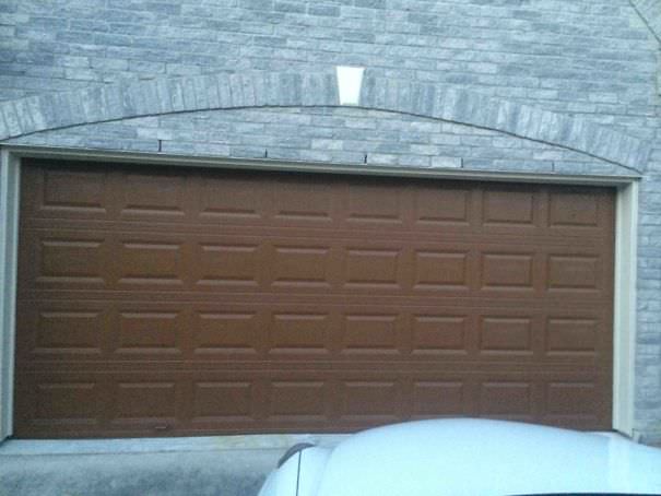 So my parents wanted their garage door to look wooden but i think it looks more like a giant hershey's bar