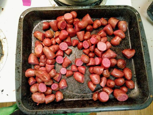 These purple potatoes look a bit like sliced sausages
