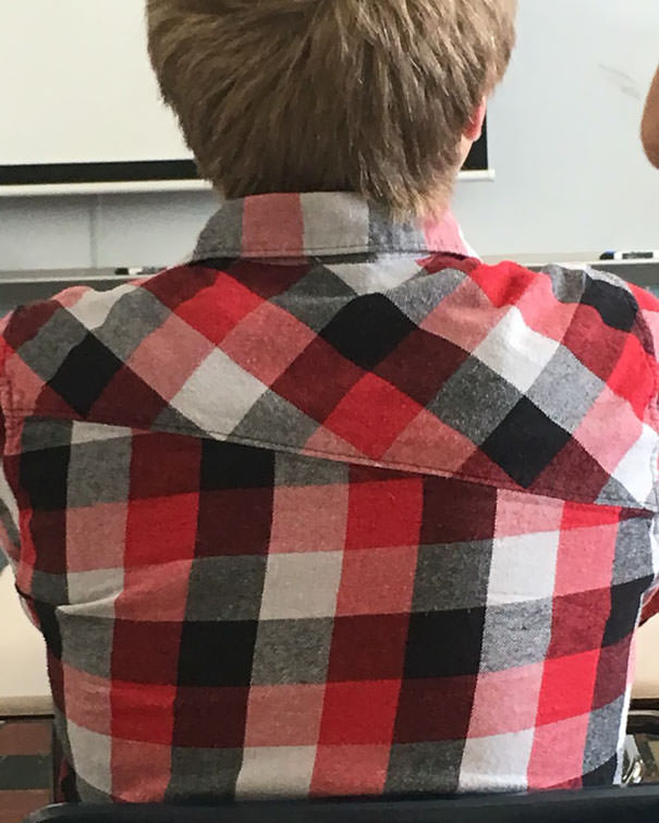 The seam on this shirt isn't straight.