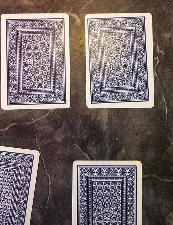 This playing card print is off-center.