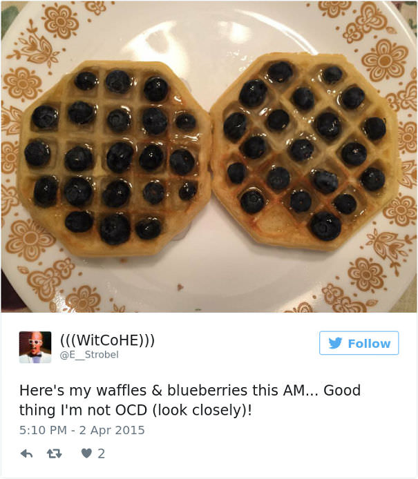 Here's my waffles & blueberries. Good thing I'm not a perfectionist.