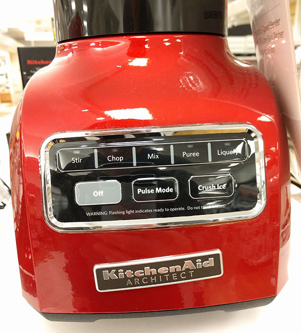The logo for this blender isn't even on straight.