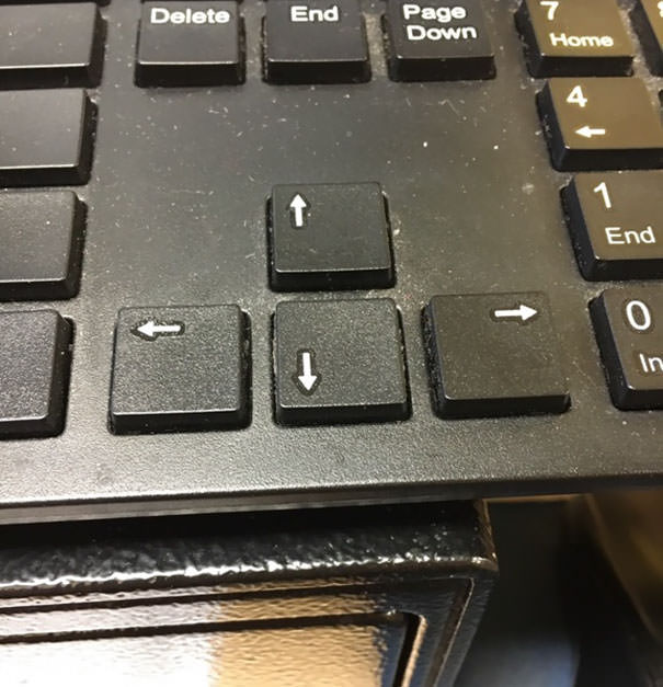 None of the arrows are centered on this keyboard.