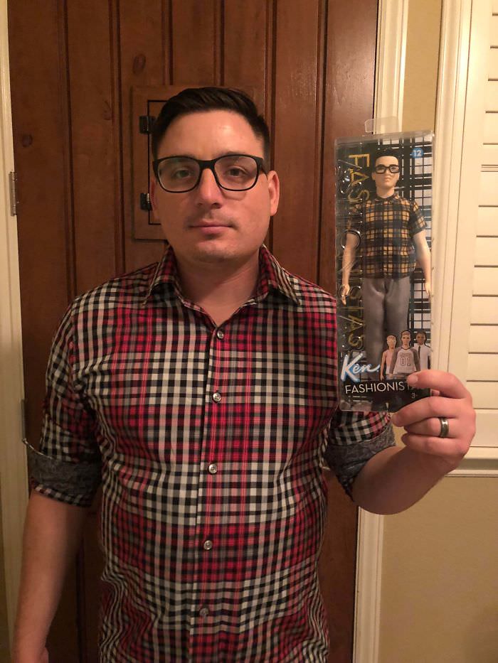 My husband Ken found a mini plastic version of himself at HomeGoods.