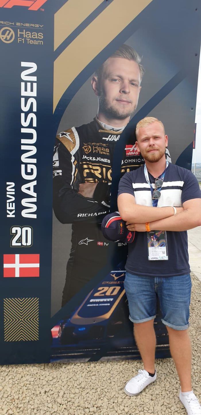 My cousin with his F1 lookalike.