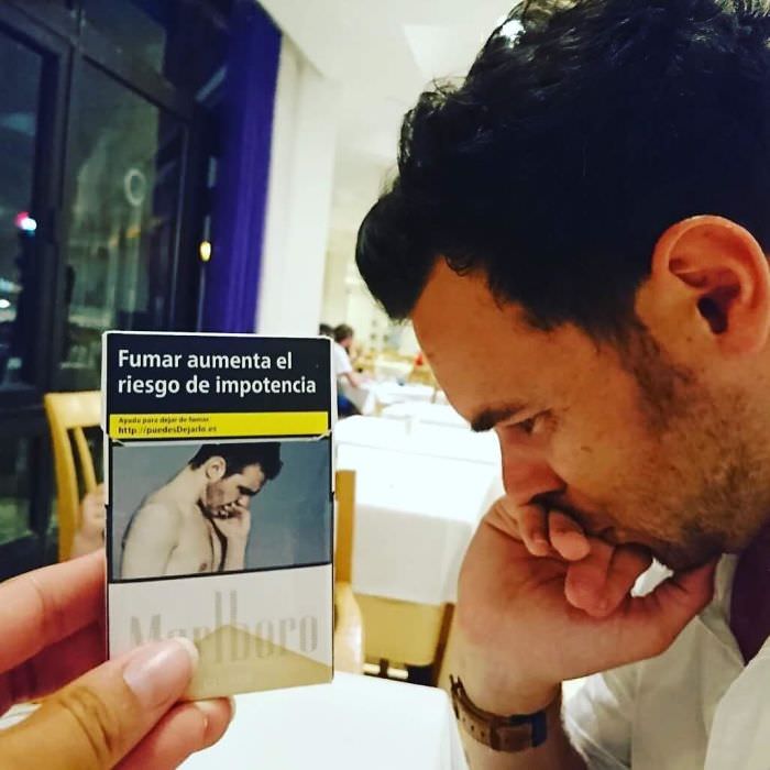 Found my doppelganger on a pack of cigarettes in Spain.