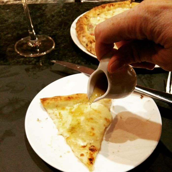 Honey on cheese pizza. Mind blown.