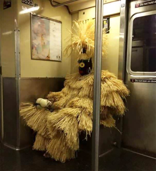 Taking a ride on the subway.