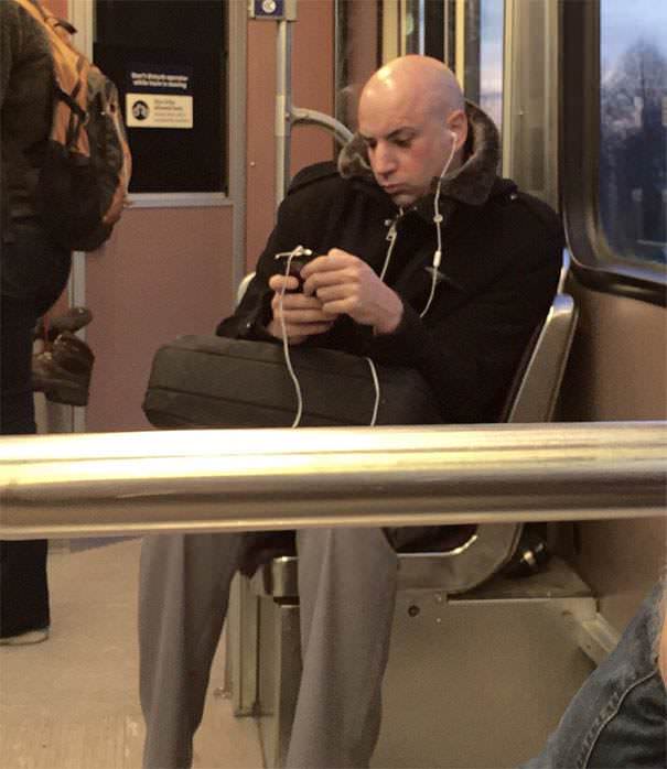 Dr. Evil on the train.
