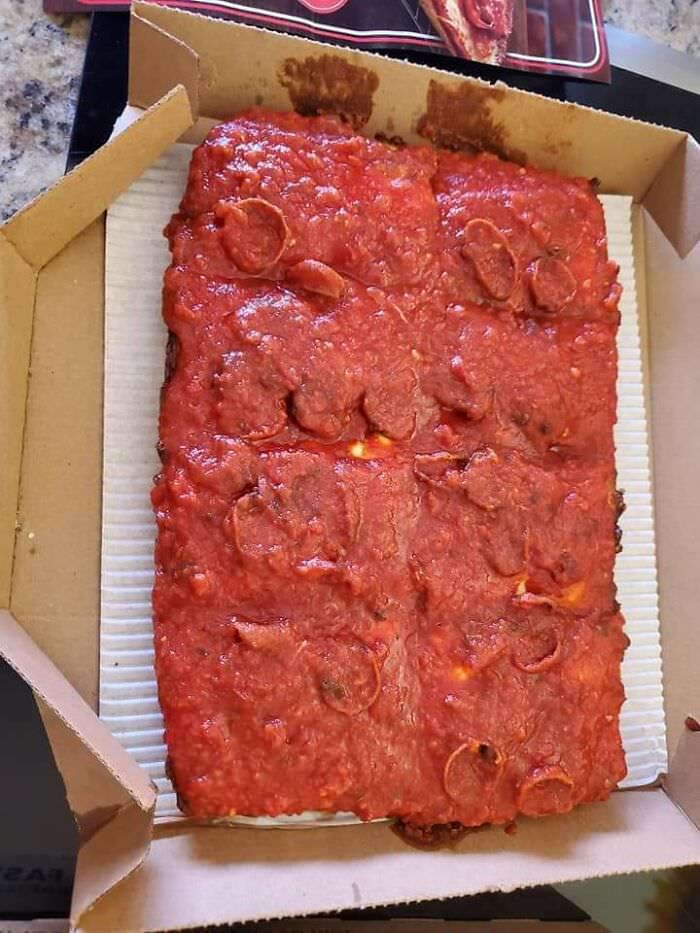 This detroit style pizza i got from pizza hut