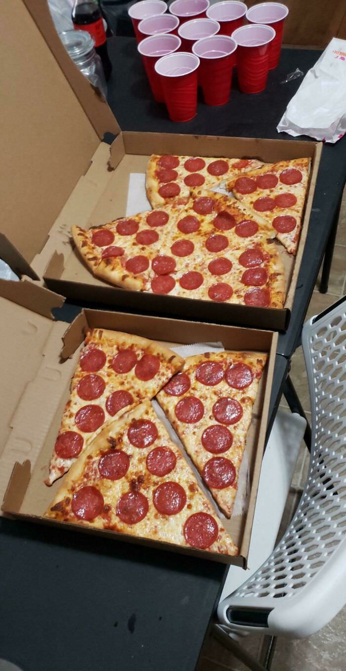 Gave my roommate the simpls task of ordering us a pie. He got 8 individual slices