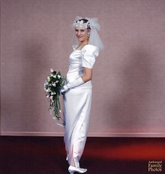 This is a picture of my wife on our wedding day. I’m not certain how she got her leg to do that, but needless to say she is quite flexible.