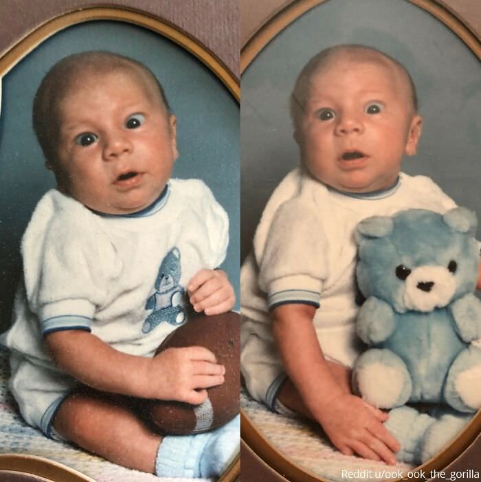 Came across some old photos of a weird-looking baby at my parents' house. Found out it’s me at 4 weeks. Thank God they captured my beauty before I grew out of it.