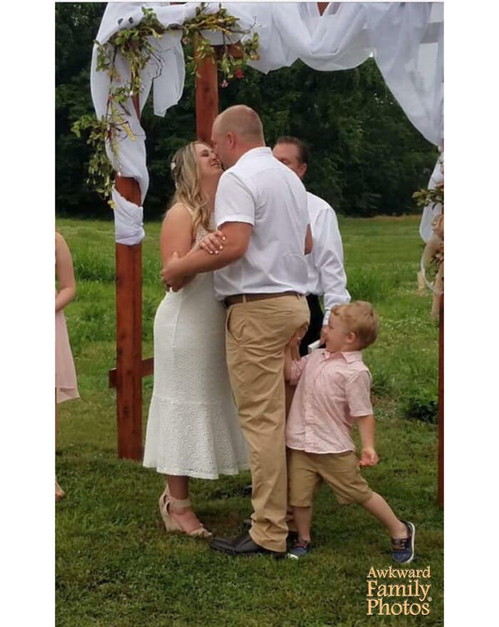 When the preacher said ‘kiss the bride,’ my four-year-old decided to put a finger in my butt